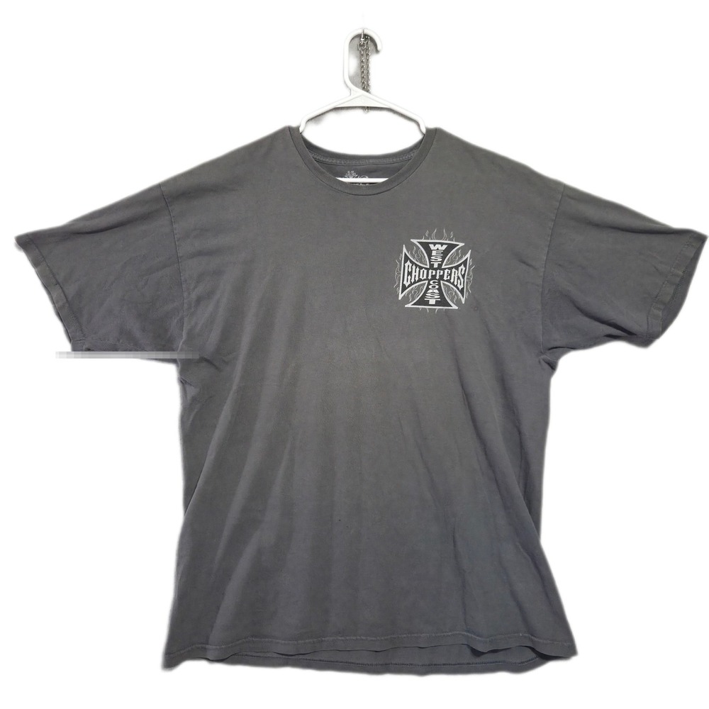 West Coast Choppers Mens T-Shirt XL Gray Graphic Biker Jesse James‎ Motorcycle